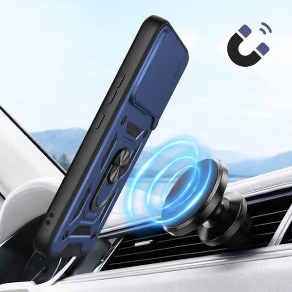Coque Ring til Redmi Note 15 Pro Plus 4G med Skydelåg til Kamera Mayaxess Mørkeblå Blå