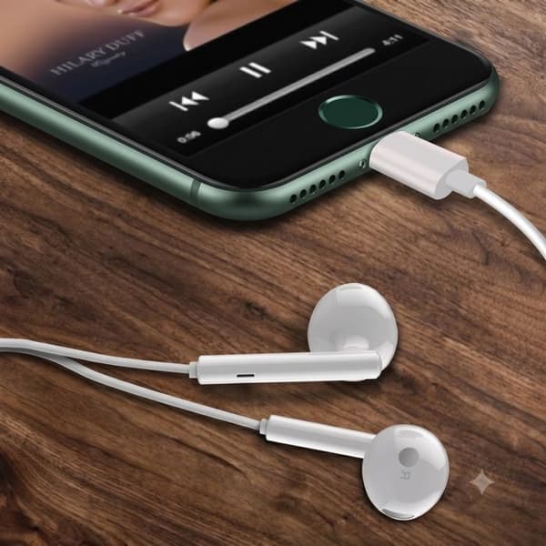 Lightning Kablede Øretelefoner til iPhone 13 med Indbygget Mikrofon Hvid Vit