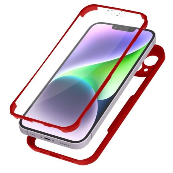 Fodral för iPhone 14 Stötsäkert plexiglas baksida och polymer framsida Röd kontur
