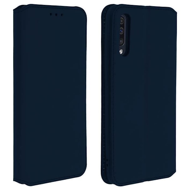 Hölster för Samsung Galaxy A50 - AVIZAR - Foliobok - Ekoskinn - Mörkblå - Stöd funktion Midnattsblå