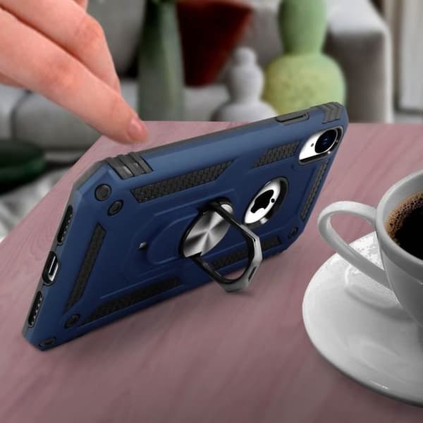 Coque iPhone XR - AVIZAR - Bi-material - Mörknatt - Videostöd - Magnetisk Midnattsblå
