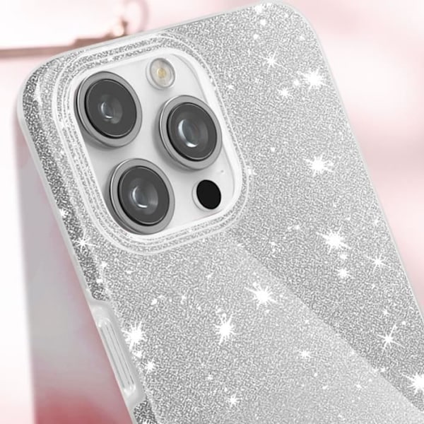 iPhone 16 Pro kotelo - AVIZAR - Hopeanvärinen Glitter - Naarmuuntumaton ja iskunkestävä Grå