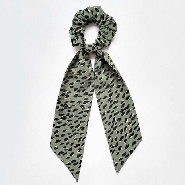 Chouchou Foulard Lång för Hår i Retro Grön Djurmönster Satin Grön