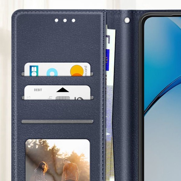 Etui för Oppo A40 med dragsnodd, flip-fodral, plånbok, blå Blå