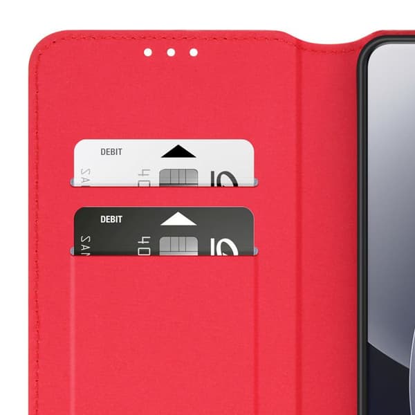Fodral för Redmi Note 15 Pro 4G Classic Series med kortfack och videostöd Röd Röd