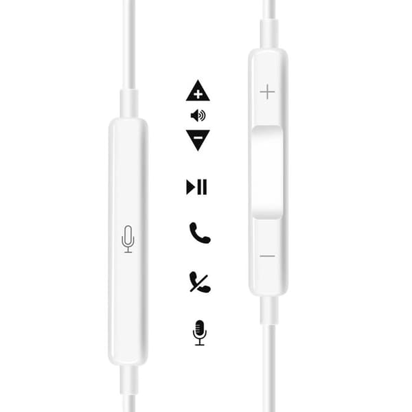 USB-C Trådade Hörlurar med Inbyggd Mikrofon för iPhone 16 / 16 Pro / 16 Pro Max / 16 Plus Mayaxess Vit Vit