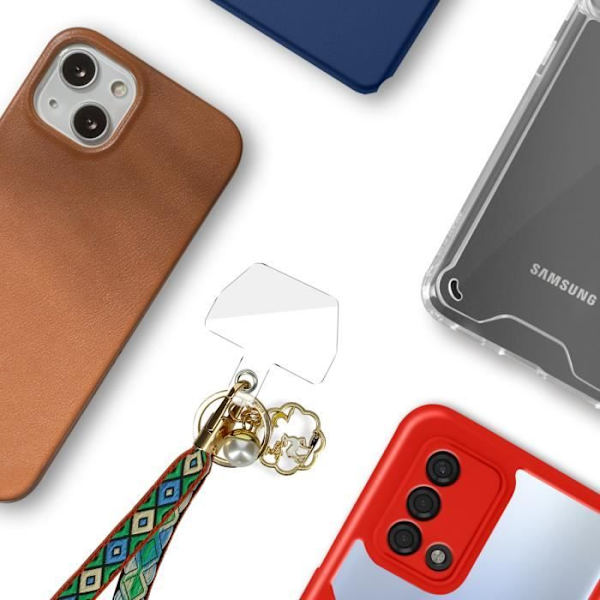Universal Smartphone lanyard - AVIZAR - Bogolan - Svart - Flätad bomullslina - Akoya pärla Svart