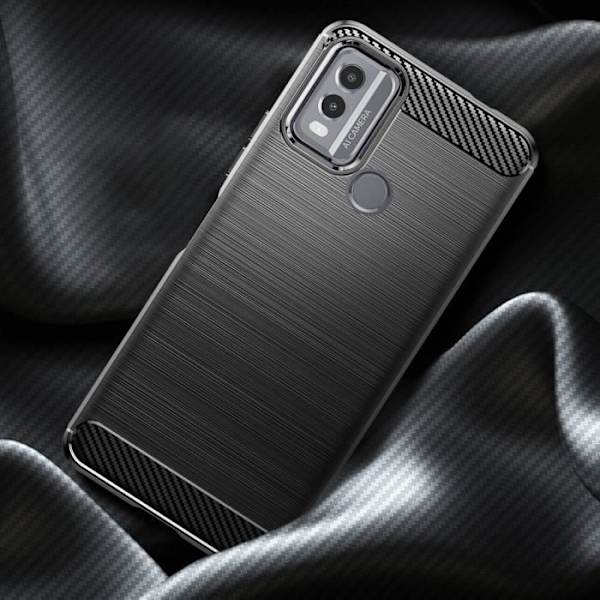 Fodral till Nokia C22 - AVIZAR - Flexibel koleffekt - Stötsäkra förstärkta hörn - Borstad metallstruktur - Svart Svart