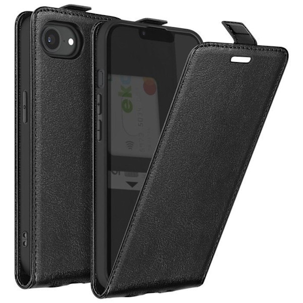 iPhone 16e Verticalinen Läppätasku Musta Svart