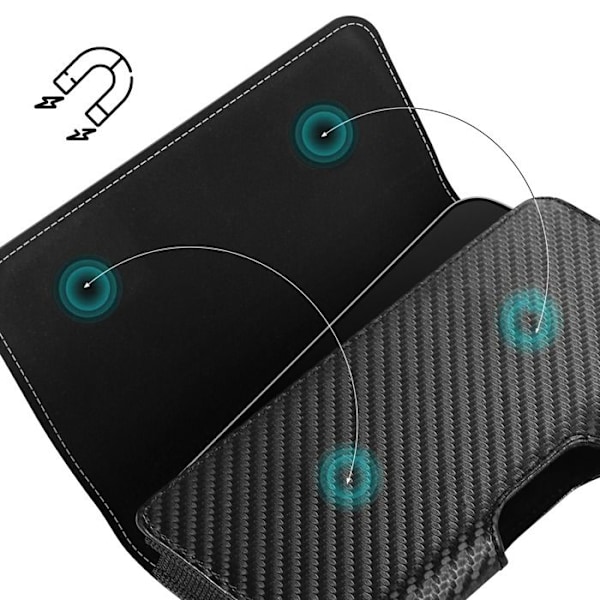Carbonbælteetui til 7 tommer telefon med drejbar klip sort
