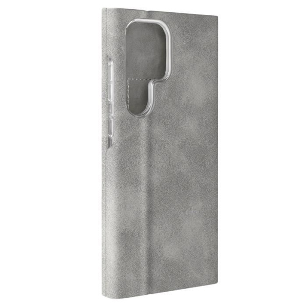 Fodral till Samsung Galaxy S24 Ultra Flip-korthållare Eco-leather Nappa Grey Grå