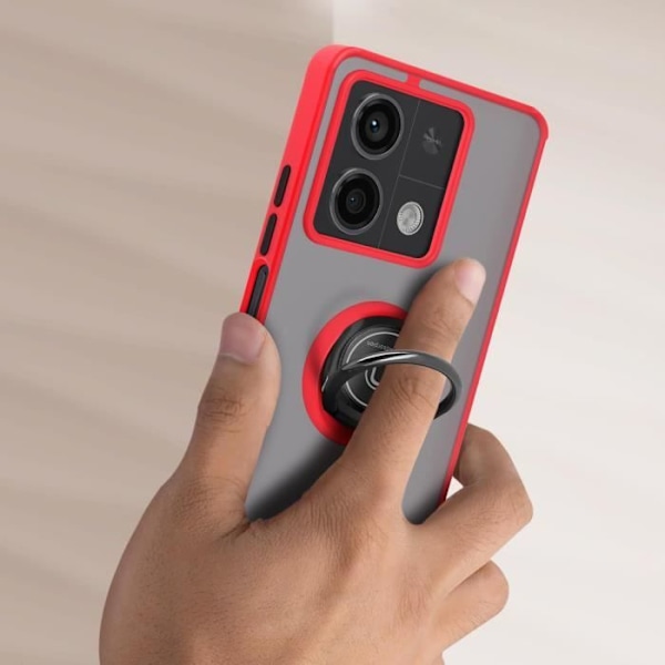 Fodral till Xiaomi Redmi Note 13 5G - AVIZAR - Metallringstödfunktion - Röd Röd