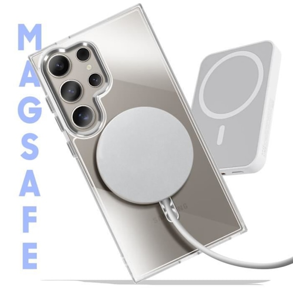 MagSafe-skal för Samsung Galaxy S24 Ultra Baksida Glas Färg Silver Grå