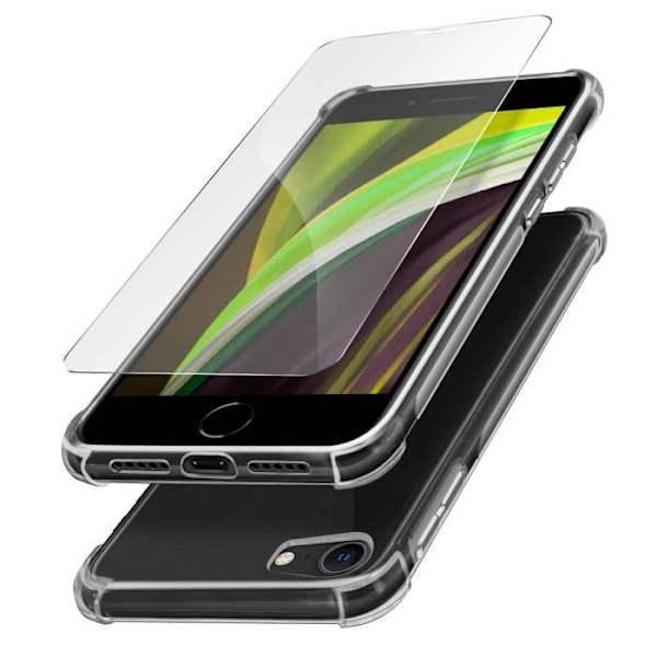 Suojauspakkauksen - AVIZAR - iPhone SE 2020 / 7 / 8 - Silikoni - Karkaistu lasi - 360° Vit