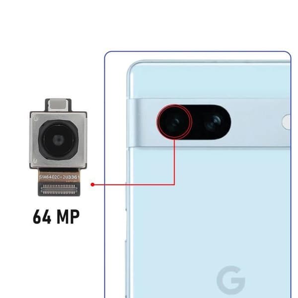 Bagkamera - AVIZAR - Google Pixel 7a - 64MP - Sort - 100% kompatibel Svart