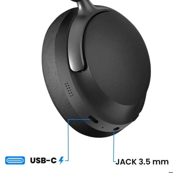 Bluetooth headset - Akashi - Black - Battery life 25h - Built-in microphone - Foldable Svart