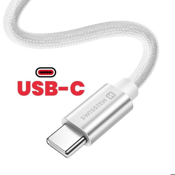 USB-C til USB-C kabel 3m 60W Universel Hurtig Opladning og Overførsel Swissten Sølv