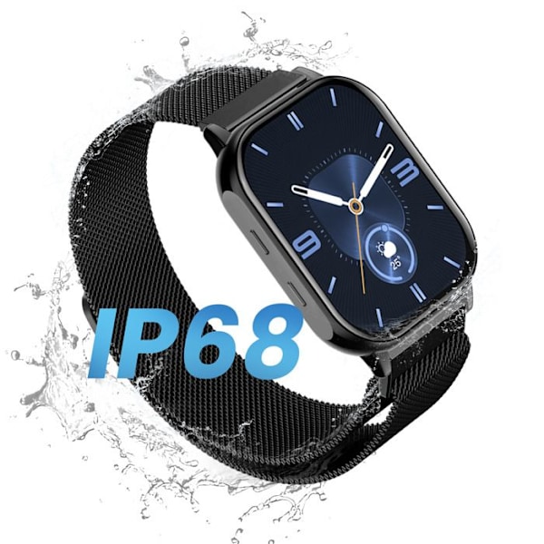 Elegant Smart Watch with Health / Activity Tracking Waterproof IP67 Proove Black Svart