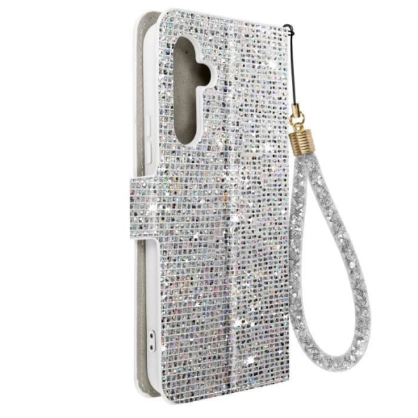 Cover til Samsung Galaxy A54 5G Glitter Disco Wallet Video Support Sølv Grå