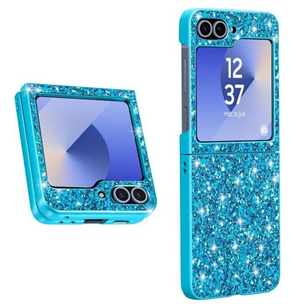 Glitter Case Samsung Z Flip 6 Hard Back Soft Contour Blue -puhelimelle Blå