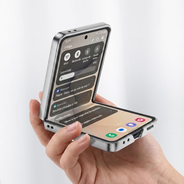 Fodral för Galaxy Z Flip 8 med led och silverfärgad kant Grå