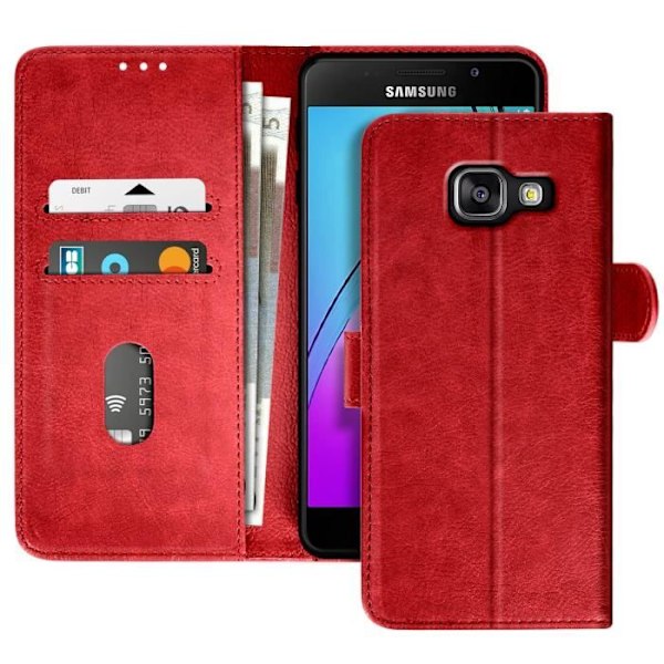 Samsungs Galaxy A3 Låg Wallet Case med Videostøtte Rød Röd