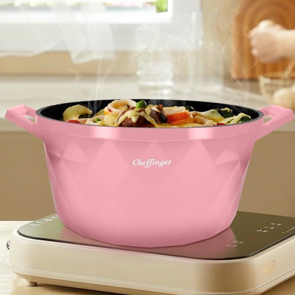 Marmitit - Cheffinger - Timanttikuvio - 20/24/28 cm - Ergonomiset Kahvat - Karkaistut Lasi Kannet Transparent