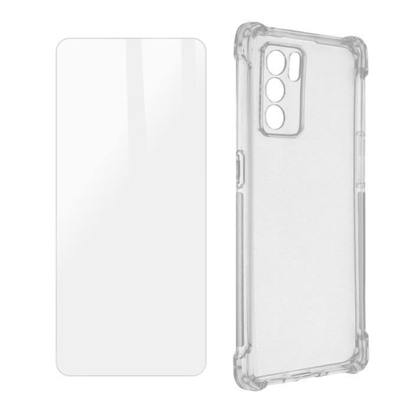 Oppo Reno 6 5G Fodral + Film - AVIZAR - Fullständig 360° Premium Pack - Vit - Stel - Smidig - Genomskinlig Vit