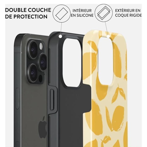 Skal för iPhone 15 Pro - BURGA - Citronpaj - Stöttålig - TPU och silikon - Glänsande design Beige