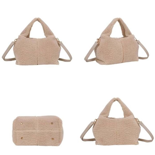 Naisten Käsilaukku Karvalla Irrotettavalla Olkahihnalla Gallantry Taupe Beige