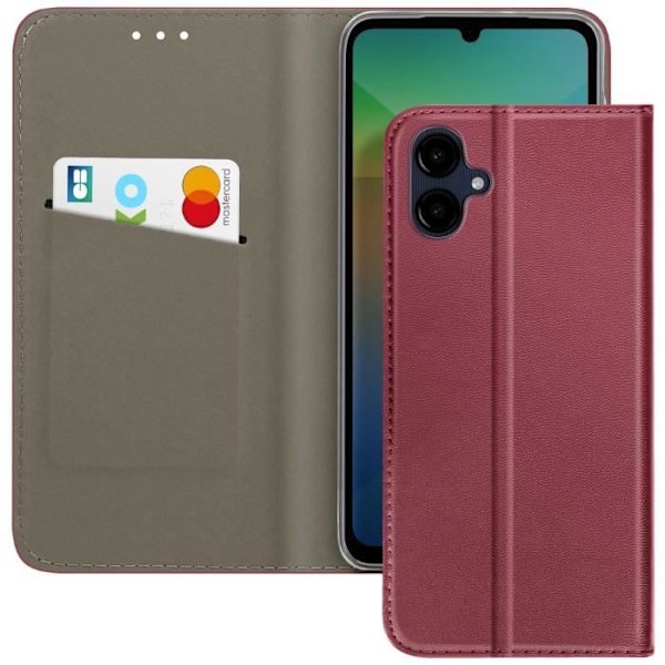 Etui för Samsung Galaxy A06 Magnetlock Kardfodral Bordeaux Röd