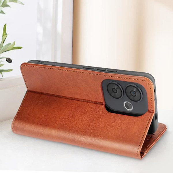 Kotelo Xiaomi Poco F6:lle - AVIZAR - Käännettävä lompakkoteline Vintage Style - Ruskea kastanj