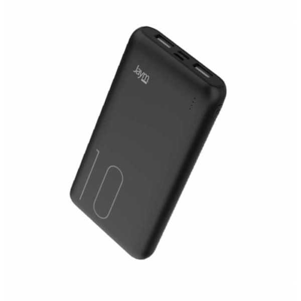 10 000 mAh:n varavirtalähde 2 USB-A / USB-C / Micro USB Kompakti Jaym Musta Svart
