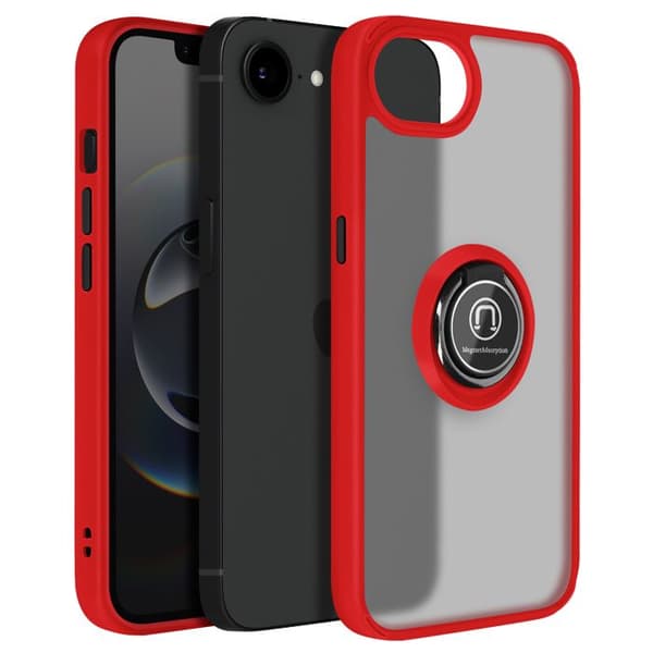 iPhone 17e Cover med Ringstøtte og Magnetisk Fastgørelse Rød Röd