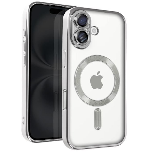 Coque - AVIZAR - iPhone 16 Plus - Silikon - Silver kromad kontur - Heltäckande kameraskydd Grå