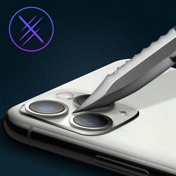 Faux Apparat Kamera - AVIZAR - iPhone 11 Pro - Glas Linse - Ridgeskydd - Vit Vit