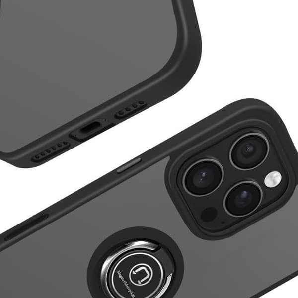 Coque - AVIZAR - iPhone 16 Pro Max - Stötsäker - Metallring - Svart Svart