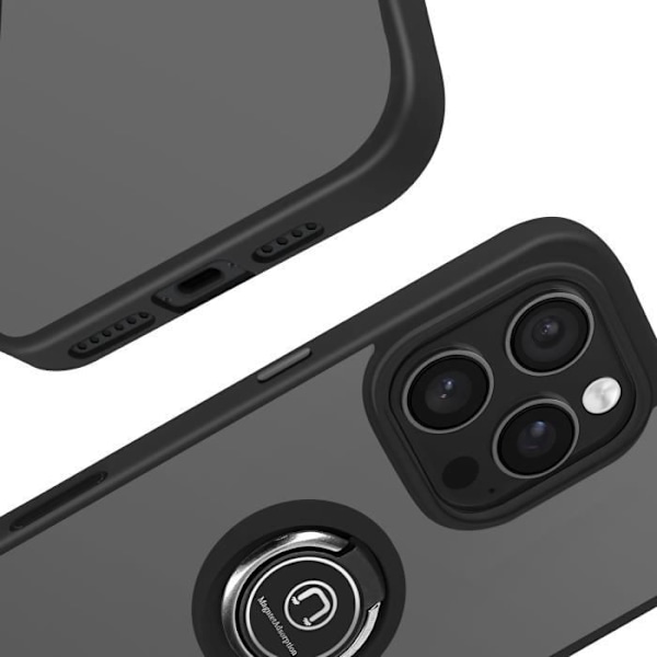 Coque - OPLYSNING - iPhone 16 Pro Max - Stødabsorberende - Metalring - Sort Svart