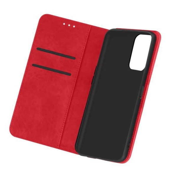 Fodral - AVIZAR - Oppo A16/A16s - Röd Syntetläder - Stiff - Horisontellt Stöd Röd