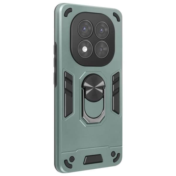 Cover til Redmi Note 14 Pro/Pro Plus - Lys Grøn - Stødresistent - 360° Rotationsring - To-materiale Grön