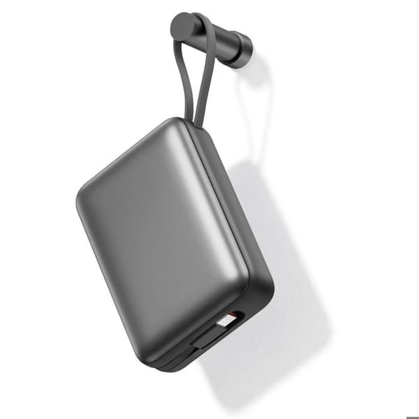 PowerBank 20000mAh 22.5W USB-C / USB-A med USB-C / Lightning-kabel och rem Akashi Grå Grå
