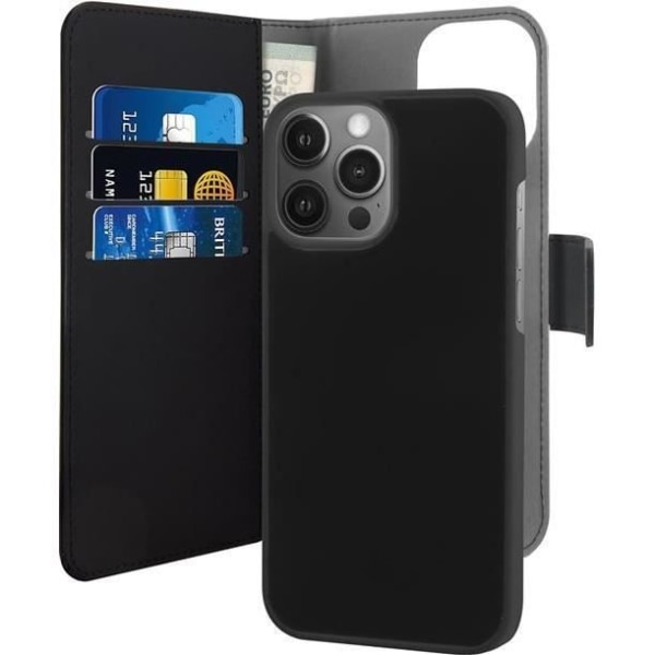 Magnettic folio - Puro - iPhone 13 Pro - 2 in 1 - Puolijäykkä kuori - Musta Svart
