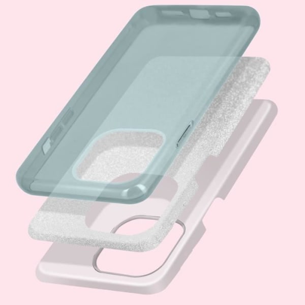 iPhone 14 Avtagbart Glitter Halvstyvt silikonfodral Blå