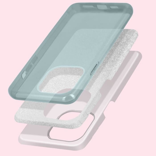 iPhone 14 Skyddsfodral - AVIZAR - Avtagbart glitter - Halvstyvt silikon - Blå Blå