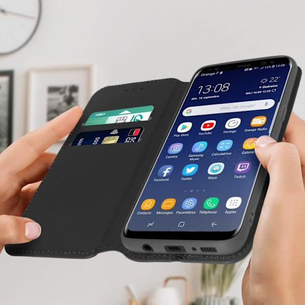 Samsung Galaxy S8 Fodral - AVIZAR - Video Support Plånboksfodral - Svart Svart