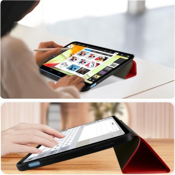 iPad 10.9-skydd - Ekoskinn - Röd - Videostöd - Tangentbordsstöd - Hel skydd Röd