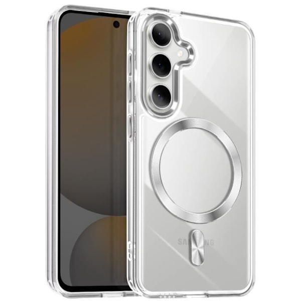 Coque MagSafe för Samsung Galaxy S24 och S25 Baksida Glas Färg Silver Grå