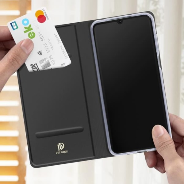 Etui til Xiaomi Redmi 12C - DUX DUCIS - Kortholder og videounderstøttelse - Sort Svart