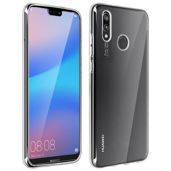 Takakansi + läpinäkyvä karkaistu lasikalvo Huawei P20 Lite - läpinäkyvä transparent
