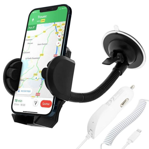 Paketti 2-in-1 - Valaisin - Autotuki - Sytyttimen laturi - Yhteensopiva iPhone SE, 5, 5s - Nopean latauksen tuki